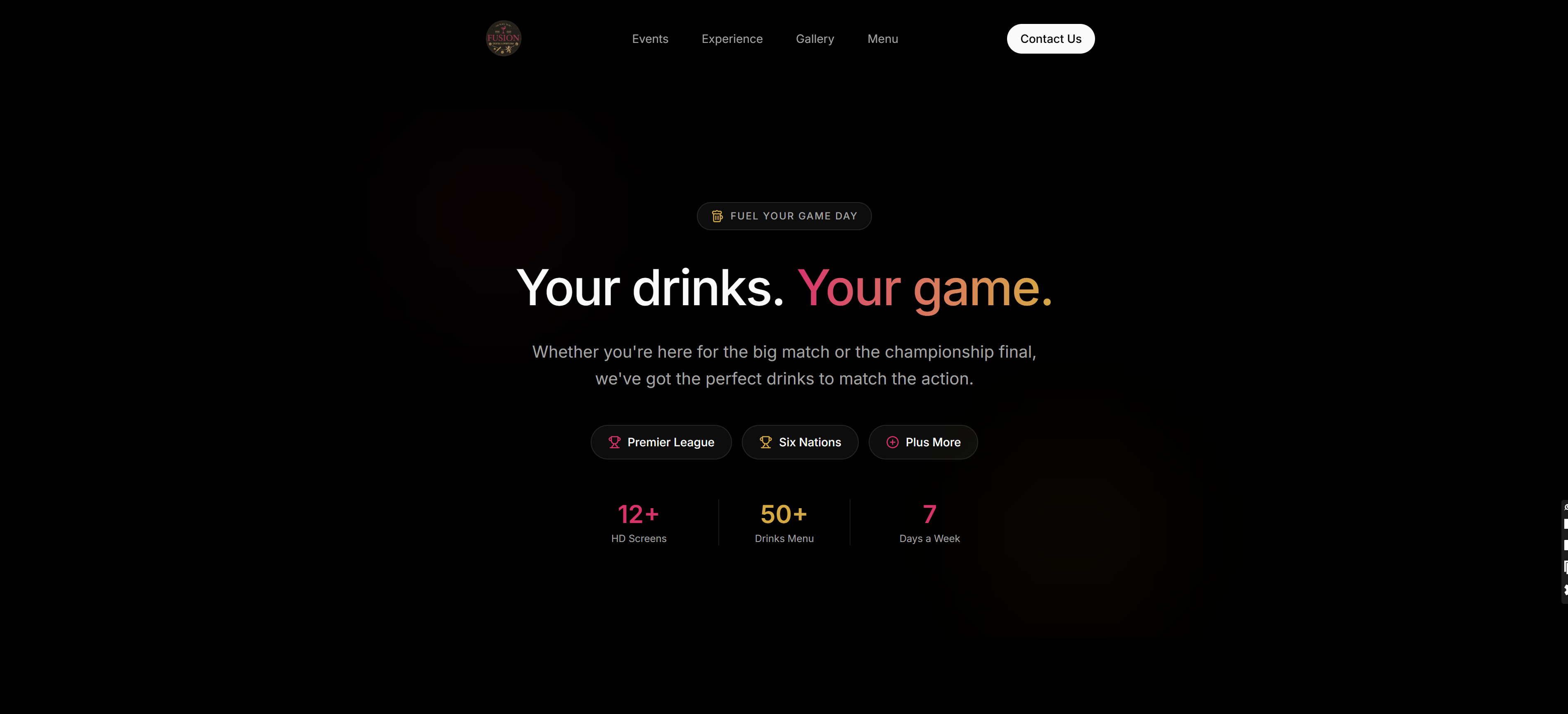 Your drinks, your game section.